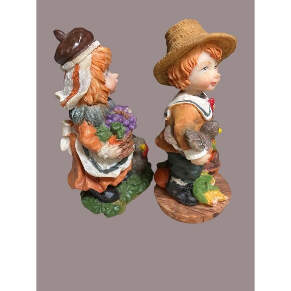 Thanksgiving Pilgrim Boy & Girl Figurines Set - Harvest Decor By Ks Collection - Picture 6 of 13